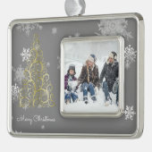 Goud kerstboom en snowflakes omwoeld Ornament (Links)