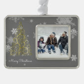 Goud kerstboom en snowflakes omwoeld Ornament (Voorkant)