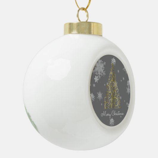 Goud kerstboom en snowflakes omwoeld Ornament (Links)