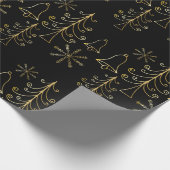 Goud kerstboomblauw en Snowflake Pattern Cadeaupapier (Hoek)