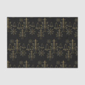 Goud kerstboomblauw en Snowflake Pattern Tissuepapier (Voorkant)