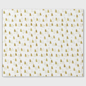 Goud kerstboompatroon cadeaupapier (Vlak)