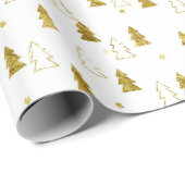 Goud kerstboompatroon cadeaupapier (Rol Hoek)