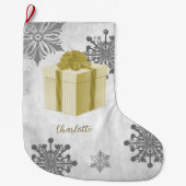 Goud kerstcadeau-feestdag grote kerstsok (Voorkant)