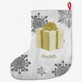 Goud kerstcadeau-feestdag grote kerstsok (Achterkant)