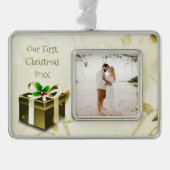Goud kerstcadeautje Ornament (Voorkant)