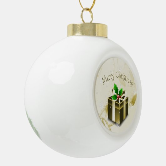 Goud kerstcadeautje Ornament (Links)