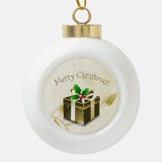 Goud kerstcadeautje Ornament (Voorkant)