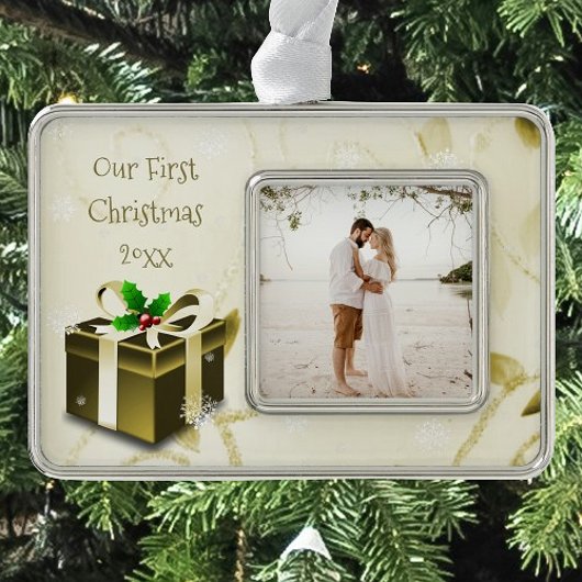 Goud kerstcadeautje Ornament