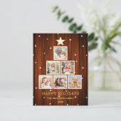Goud | Kerstfotoboom in Roestland Feestdagenkaart (Staand voorkant)