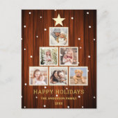 Goud | Kerstfotoboom in Roestland Feestdagenkaart (Voorkant)