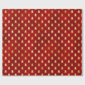 Goud kerstgebak Mannen op rood Cadeaupapier (Vlak)