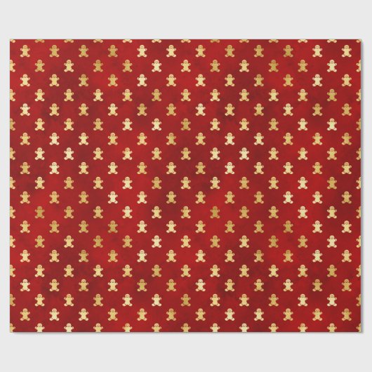 Goud kerstgebak Mannen op rood Cadeaupapier (Vlak)