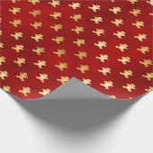 Goud kerstgebak Mannen op rood Cadeaupapier (Hoek)