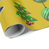 Goud Kerstpret Fun Herten Sneeuwman Inpakpapier (Rol Hoek)