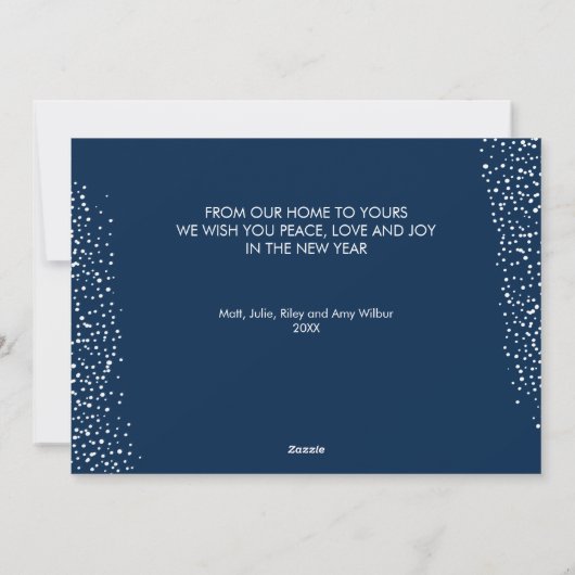 Goud kerstritsflat feestdagenkaart (Achterkant)