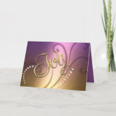 Goud Kerstsfeer Lavendel Paars Feestdagen Kaart (Voorkant)