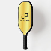 Goud Kijk op dubbelzijdige Sjabloon Monogram Initi Pickleball Paddle (Links)