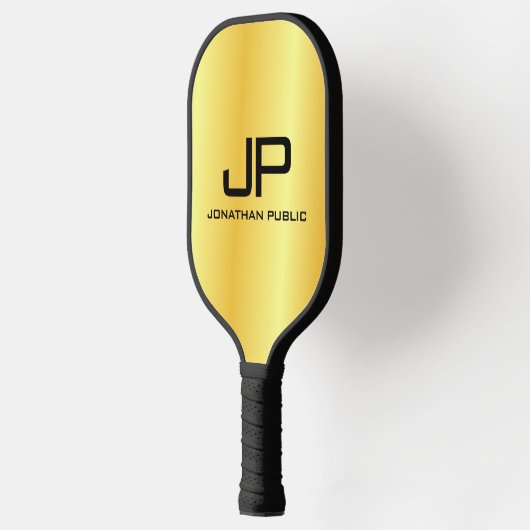 Goud Kijk op dubbelzijdige Sjabloon Monogram Initi Pickleball Paddle (Links)