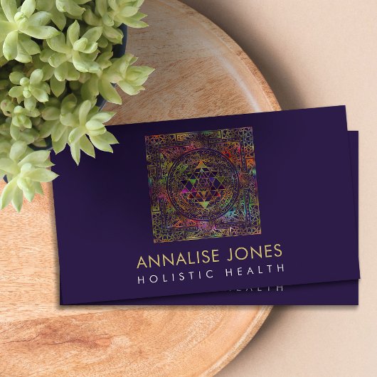Goud & Kleur Sri Yantra / Sri Chakra Visitekaartje