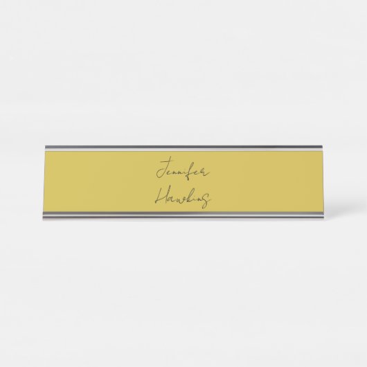 Goud kleurenhandschrift voor professionele doelein bureau naambordje (Voorkant)