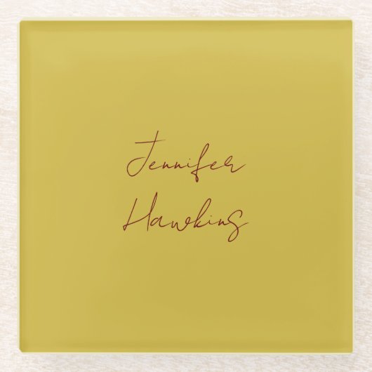 Goud kleurenhandschrift voor professionele doelein glazen onderzetter (Voorkant)