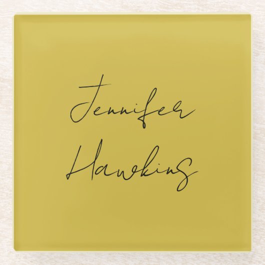 Goud kleurenhandschrift voor professionele doelein glazen onderzetter (Voorkant)