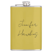 Goud kleurenhandschrift voor professionele doelein heupfles (Voorkant)