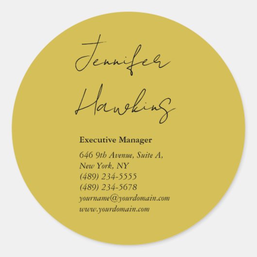 Goud kleurenhandschrift voor professionele doelein ronde sticker (Voorkant)