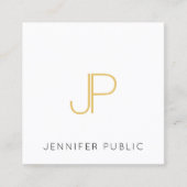 Goud kleurenmonogram rendy moderne Sjabloon Vierkante Visitekaartje (Voorkant)