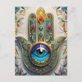 Goud Kleurrijke filigraan blauw-groen derde oog ha Briefkaart