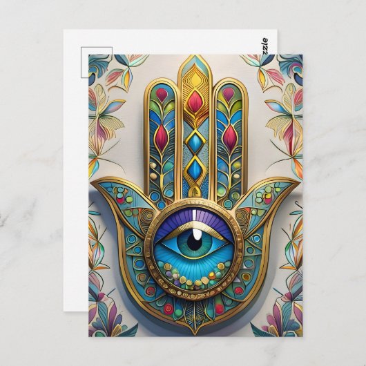 Goud Kleurrijke filigraan blauw-groen derde oog ha Briefkaart (Voorkant / Achterkant)