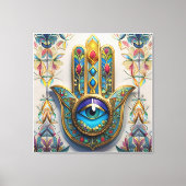 Goud Kleurrijke filigraan blauw-groen derde oog ha Canvas Afdruk (Voorkant)