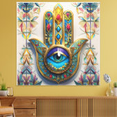 Goud Kleurrijke filigraan blauw-groen derde oog ha Canvas Afdruk (Insitu (Woonkamer))