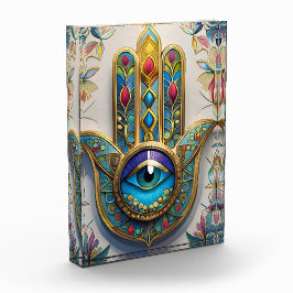 Goud Kleurrijke filigraan blauw-groen derde oog ha Fotoblokken