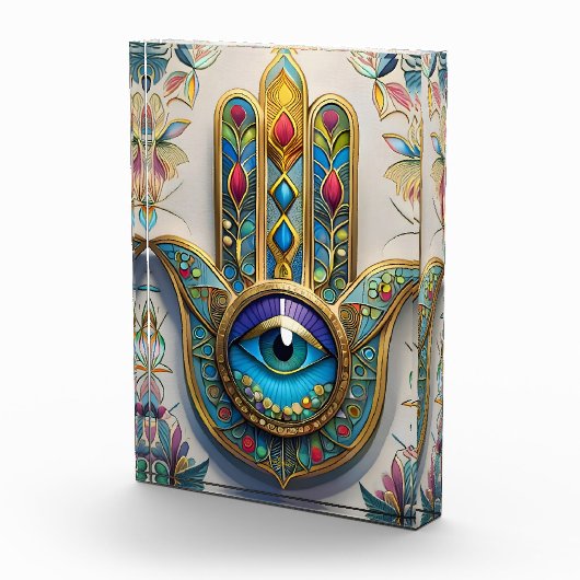 Goud Kleurrijke filigraan blauw-groen derde oog ha Fotoblokken (Rechts)