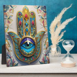 Goud Kleurrijke filigraan blauw-groen derde oog ha Fotoplaat