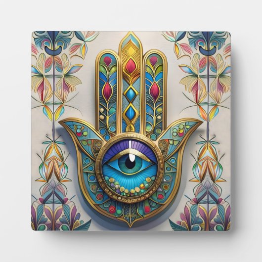 Goud Kleurrijke filigraan blauw-groen derde oog ha Fotoplaat (Voorkant)