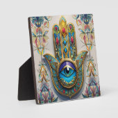 Goud Kleurrijke filigraan blauw-groen derde oog ha Fotoplaat (Voorkant)