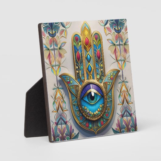 Goud Kleurrijke filigraan blauw-groen derde oog ha Fotoplaat (Voorkant)