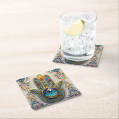 Goud Kleurrijke filigraan blauw-groen derde oog ha Kartonnen Onderzetters (Insitu)
