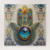 Goud Kleurrijke filigraan blauw-groen derde oog ha Legpuzzel (Verticaal)