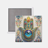 Goud Kleurrijke filigraan blauw-groen derde oog ha Magneet (Voorkant / Achterkant)