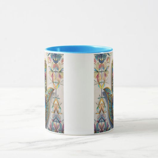 Goud Kleurrijke filigraan blauw-groen derde oog ha Mok (Midden)