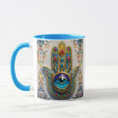 Goud Kleurrijke filigraan blauw-groen derde oog ha Mok (Links)