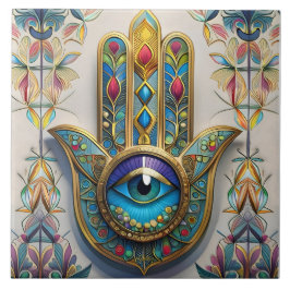 Goud Kleurrijke filigraan blauw-groen derde oog ha Tegeltje