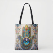 Goud Kleurrijke filigraan blauw-groen derde oog ha Tote Bag (Voorkant)