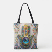 Goud Kleurrijke filigraan blauw-groen derde oog ha Tote Bag (Achterkant)
