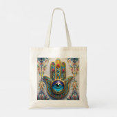 Goud Kleurrijke filigraan blauw-groen derde oog ha Tote Bag (Achterkant)