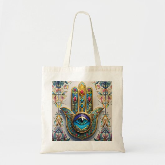 Goud Kleurrijke filigraan blauw-groen derde oog ha Tote Bag (Voorkant)